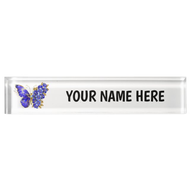 Placa De Nombre Flor Sapphire Mariposa (Anverso)