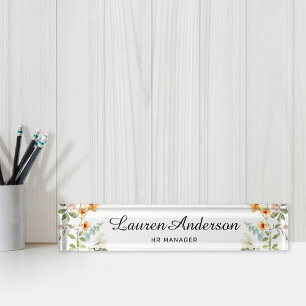 Placa De Nombre Flor silvestre acuática personalizada
