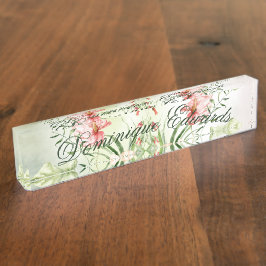 Placa De Nombre Flor tropical botánica elegante estilo