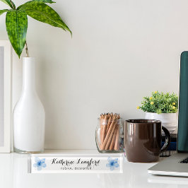 Placa De Nombre Floral acuática moderna personalizada