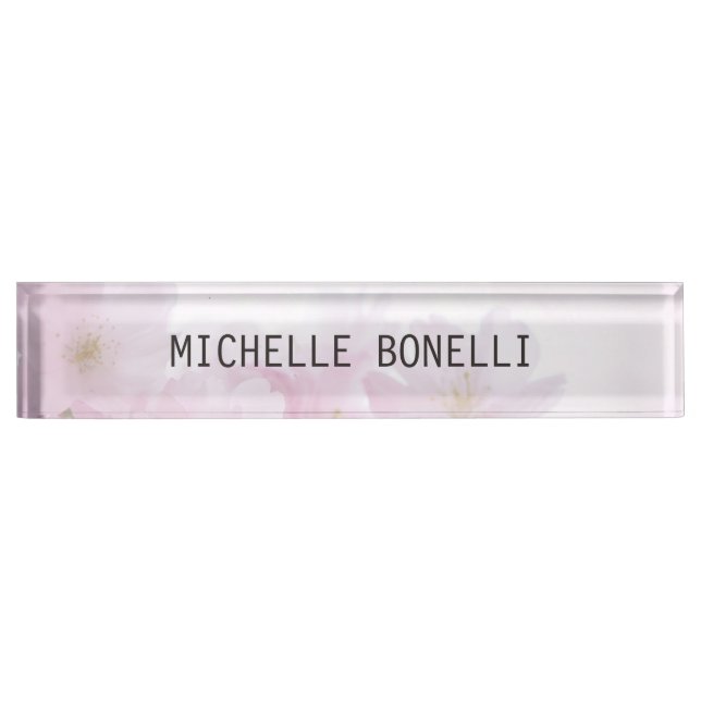 Placa De Nombre Floral Feminine Profesional Llanto Legible Moderno (Anverso)