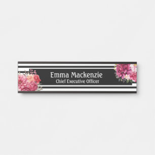 Placa de nombre floral moderna personalizada Señal