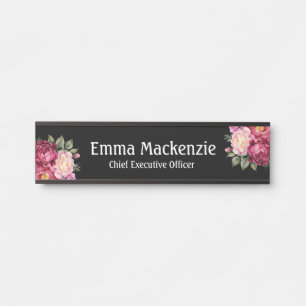 Placa de nombre floral moderna personalizada Señal