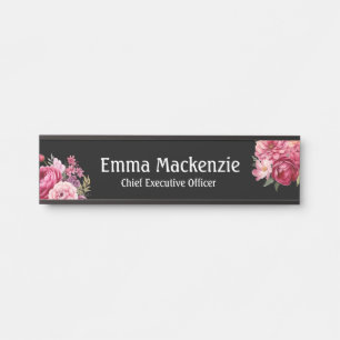 Placa de nombre floral moderna personalizada Señal