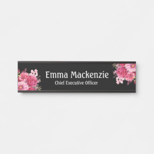 Placa de nombre floral moderna personalizada Señal