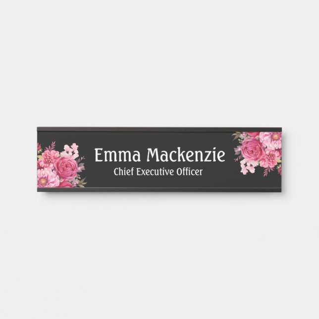 Placa de nombre floral moderna personalizada Señal (Anverso)