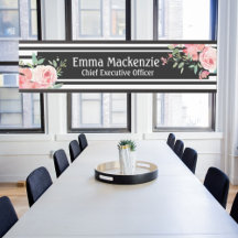 Placa de nombre floral moderna personalizada Señal