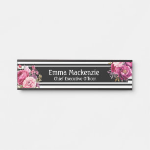 Placa de nombre floral moderna personalizada Señal