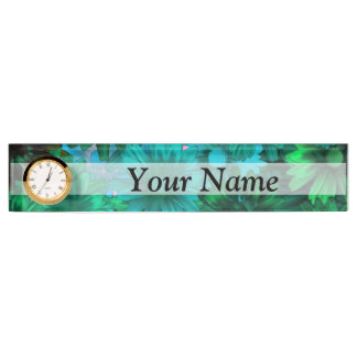 Placa De Nombre Floral moderno verde