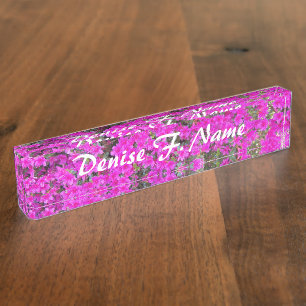 Placa De Nombre Floral personalizada Azaleas rosada pequeña