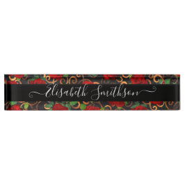 Placa De Nombre Floral profesional distintiva de moda