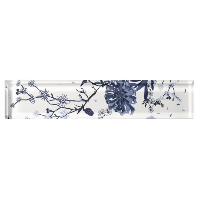 Placa De Nombre Flores azules (Anverso)