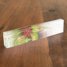 Placa De Nombre Flores de fantasía fractal blandas y tendientes