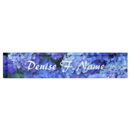 Placa De Nombre Flores de hidrangea azul floral personalizada