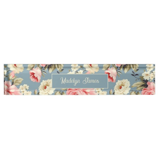 Placa De Nombre Flores de jardín de campo personalizadas (Anverso)