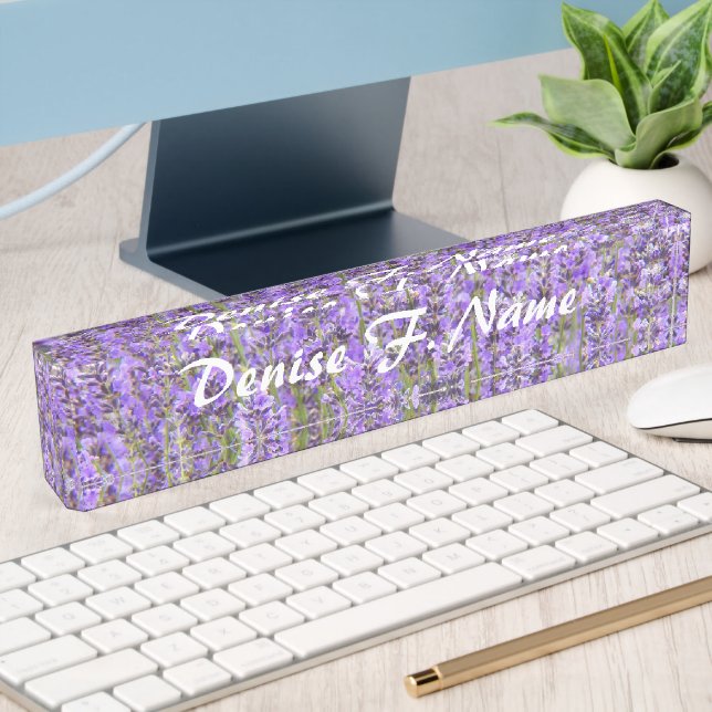 Placa De Nombre Flores de Lavanda Morada Personalizadas