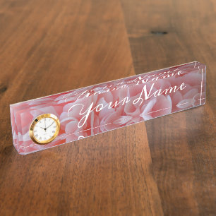 Placa De Nombre Flores de terciopelo rosa Mallow