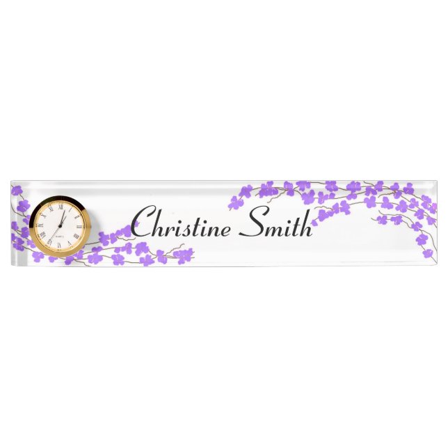 Placa De Nombre Flores moradas (Anverso)