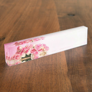 Placa De Nombre Flores Personalizado Escritorio Destino Destino A