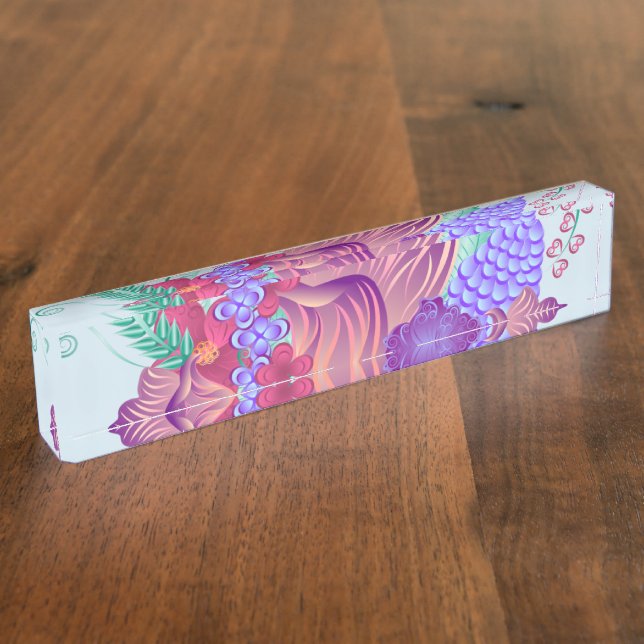 Placa De Nombre Flores Personalizado Escritorio Destino Destino A  (Lateral)