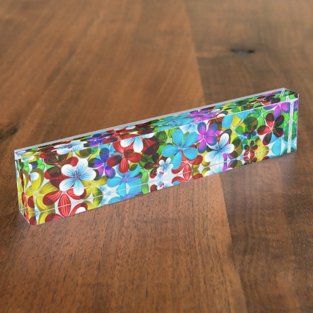 Placa De Nombre Flores Personalizado Escritorio Destino Destino A  (Lateral)