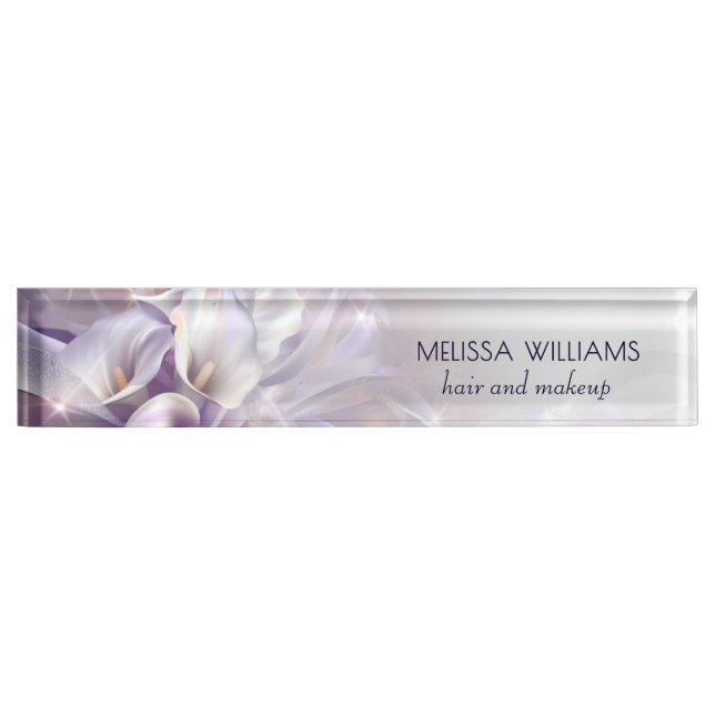 Placa De Nombre Flores Purpura Luxury (Anverso)