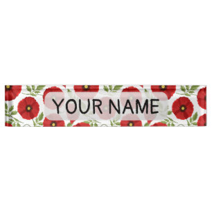 Placa De Nombre Flores veraniegas alegres con adormidera