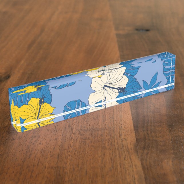 Placa De Nombre Flores y hojas de Hibiscus (Lateral)