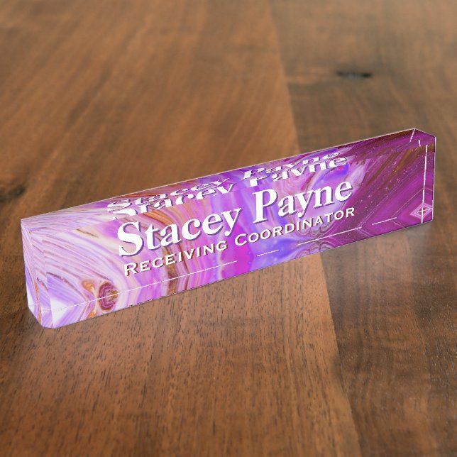 Placa De Nombre Fluscia salvaje Flujo acrílico de escritorio de ar (Lateral)