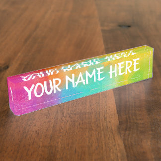 Placa De Nombre Fondo arcoiris - Personalizar tu propio nombre de