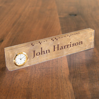 Placa De Nombre Fondo de piedra con clase con el reloj