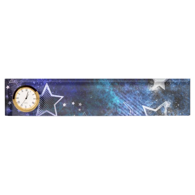 Placa De Nombre Fondo espacial con estrellas (Anverso)