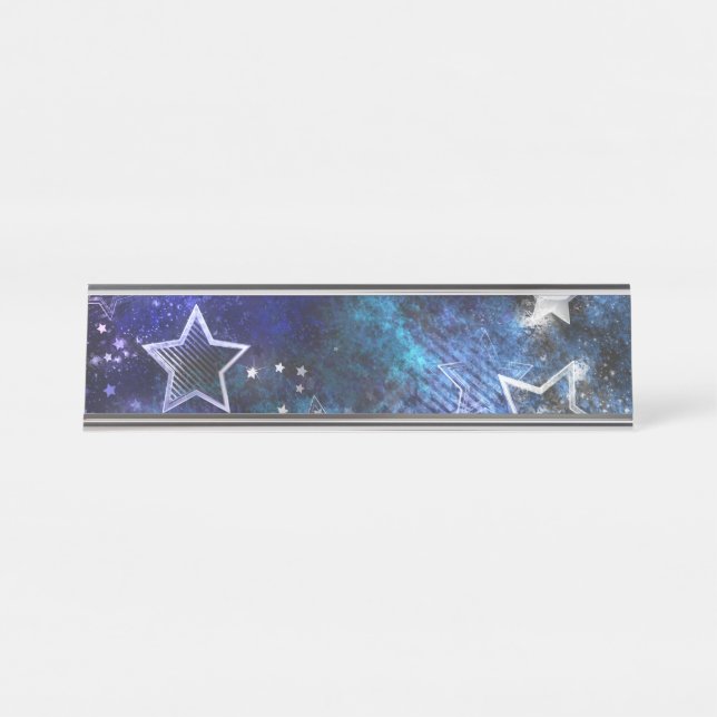 Placa De Nombre Fondo espacial con estrellas (Anverso)