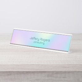 Placa De Nombre Fondo holográfico de colores claros