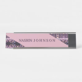 Placa De Nombre Fondo mágico rosa nombre Personalizado