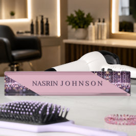 Placa De Nombre Fondo mágico rosa nombre Personalizado