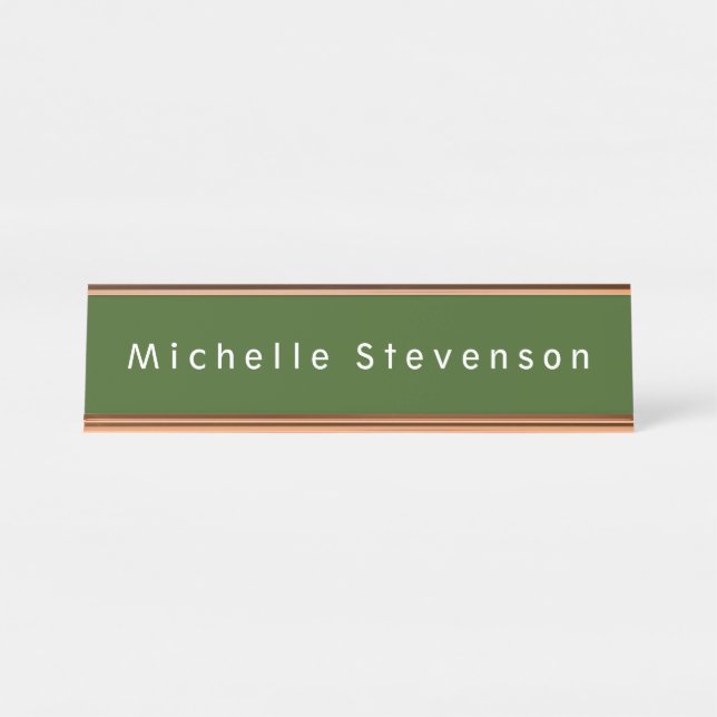 Placa De Nombre Forest Green Trendy Profesional Moderna (Anverso)