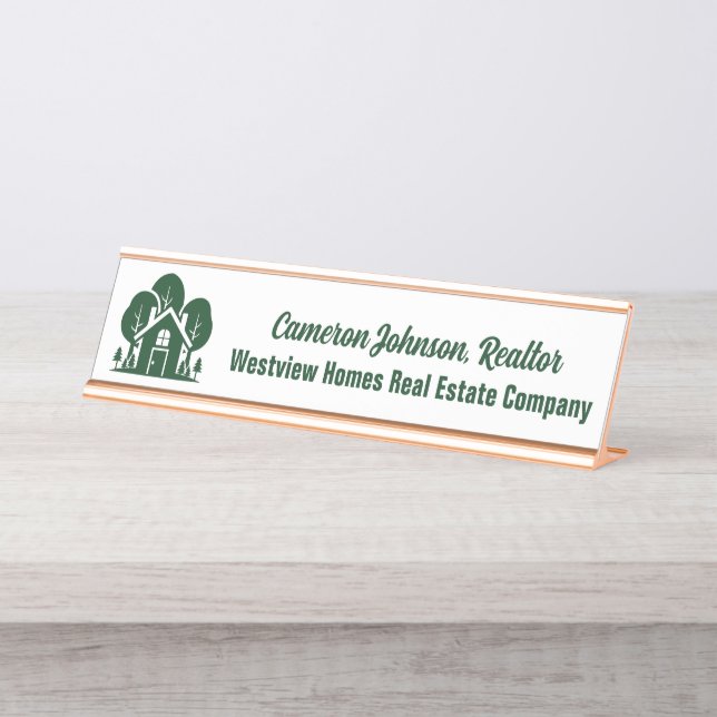 Placa De Nombre Forest Home Real Estate Company Custom Realtor (Anverso)