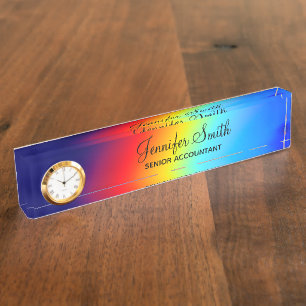 Placa De Nombre Foto macro Holográfica Arcoiris Ombre