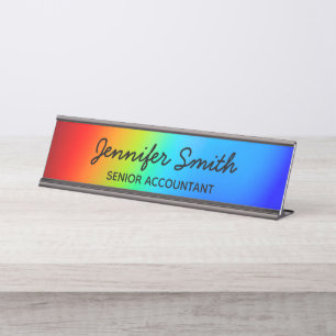 Placa De Nombre Foto macro Holográfica Arcoiris Ombre