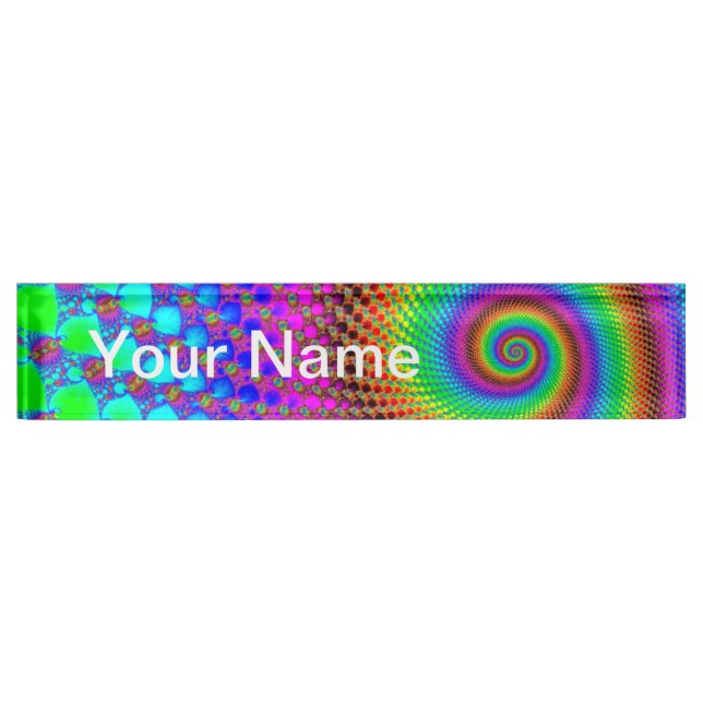 Placa De Nombre Fractal espiral abstracta (Anverso)