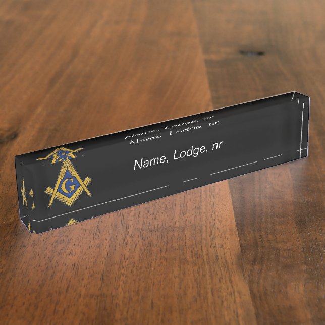 Placa De Nombre Freemason Masonic Black and gold (Lateral)