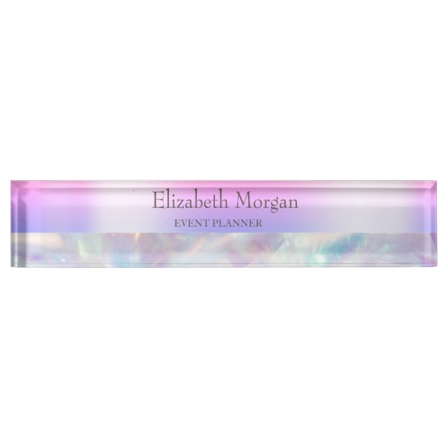 Placa De Nombre Frio holográfico violeta de moda (Anverso)