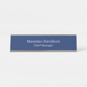 Placa De Nombre Fuente Serif Simple Minimalista Moderna Azul Oscur