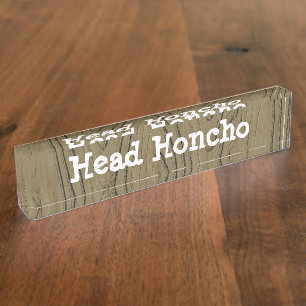 Placa De Nombre Fun Desk Rótulo Jefe Honcho