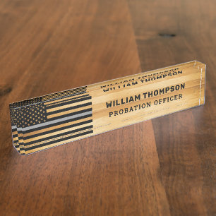 Placa De Nombre Funcionario correccional ruso de madera fina de l