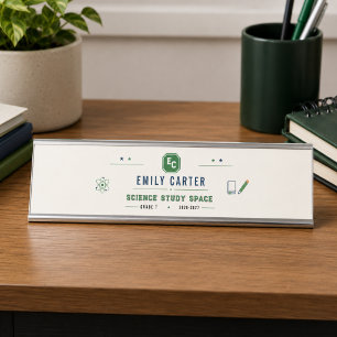 Placa De Nombre Funda personalizada de ciencia verde marino para l