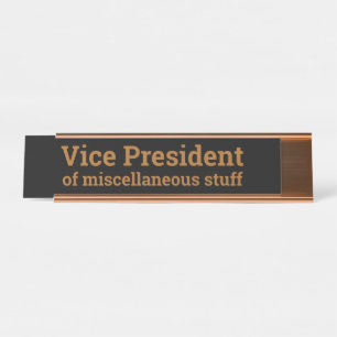 Placa De Nombre Funny Black Gold Office Título VP de varios 