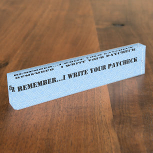 Placa De Nombre Funny Boss Personalizable de la mesa de nombres