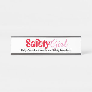 Placa De Nombre Funny Chica de Seguridad Oficial de Salud y Seguri